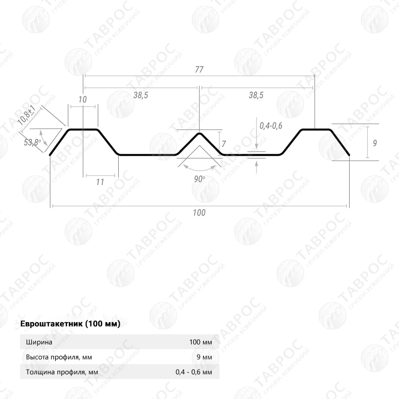 Металлический штакетник Гладкий полиэстер RAL 9003 (Белый) 3000*100*0,5 двухсторонний Прямой